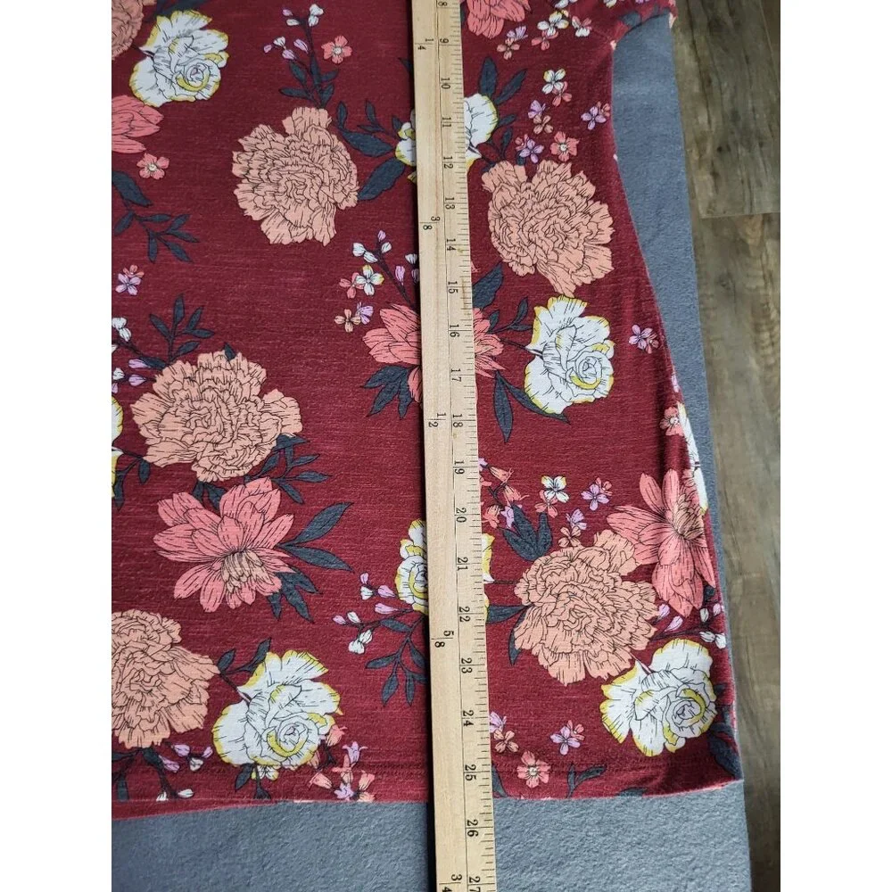 LOFT Outlet Women's Floral Top Shirt Knotted Sleeves Stretchy SZ LG - Picture 6 of 8